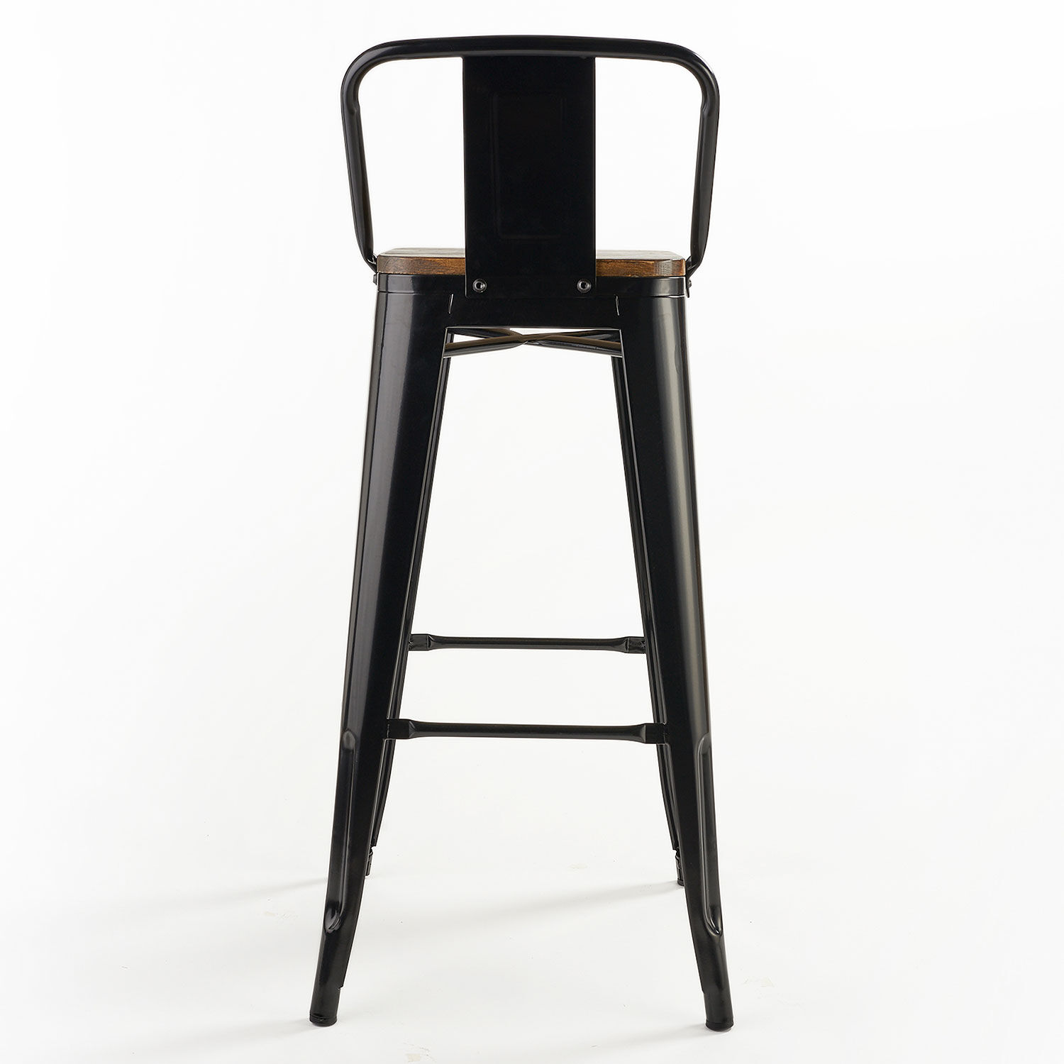 Pack 4 Pisos De Bar Tolix Asiento De Madera Negro Novahus image number 2.0