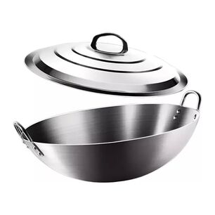 Disco Wok Redondo Con Tapa Profesional De Acero 50cm Cocina