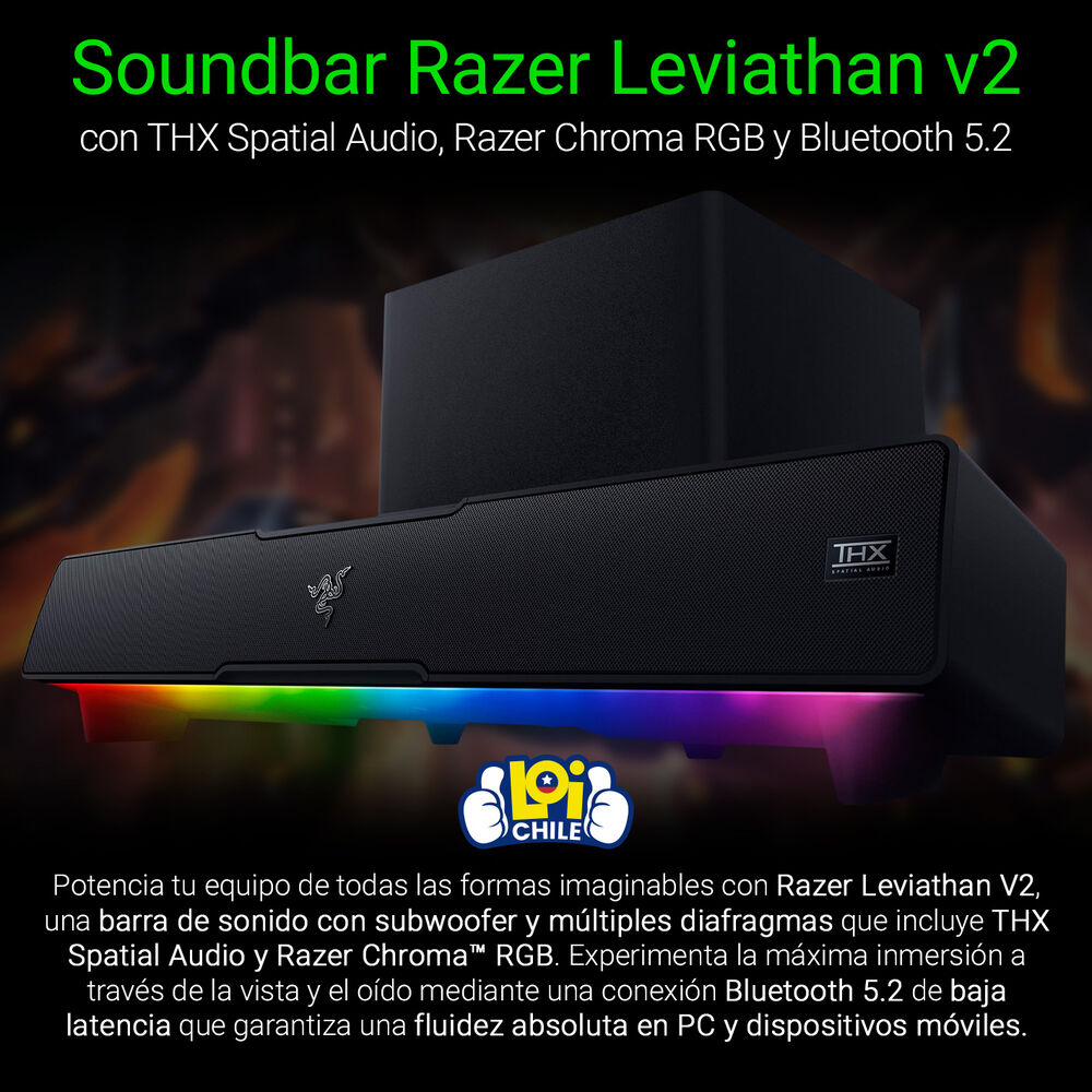 Parlante Gamer Razer Leviathan V2 Subwoofer 65w Bluetooth image number 1.0