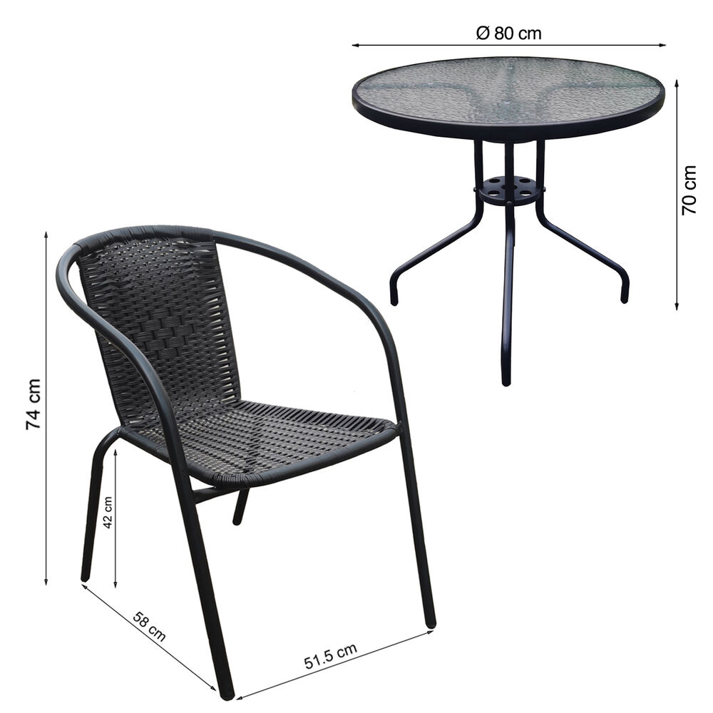 Set Terraza Maceio 4 Sillas + Mesa Vidrio 80x70 Cm Negro image number 7.0
