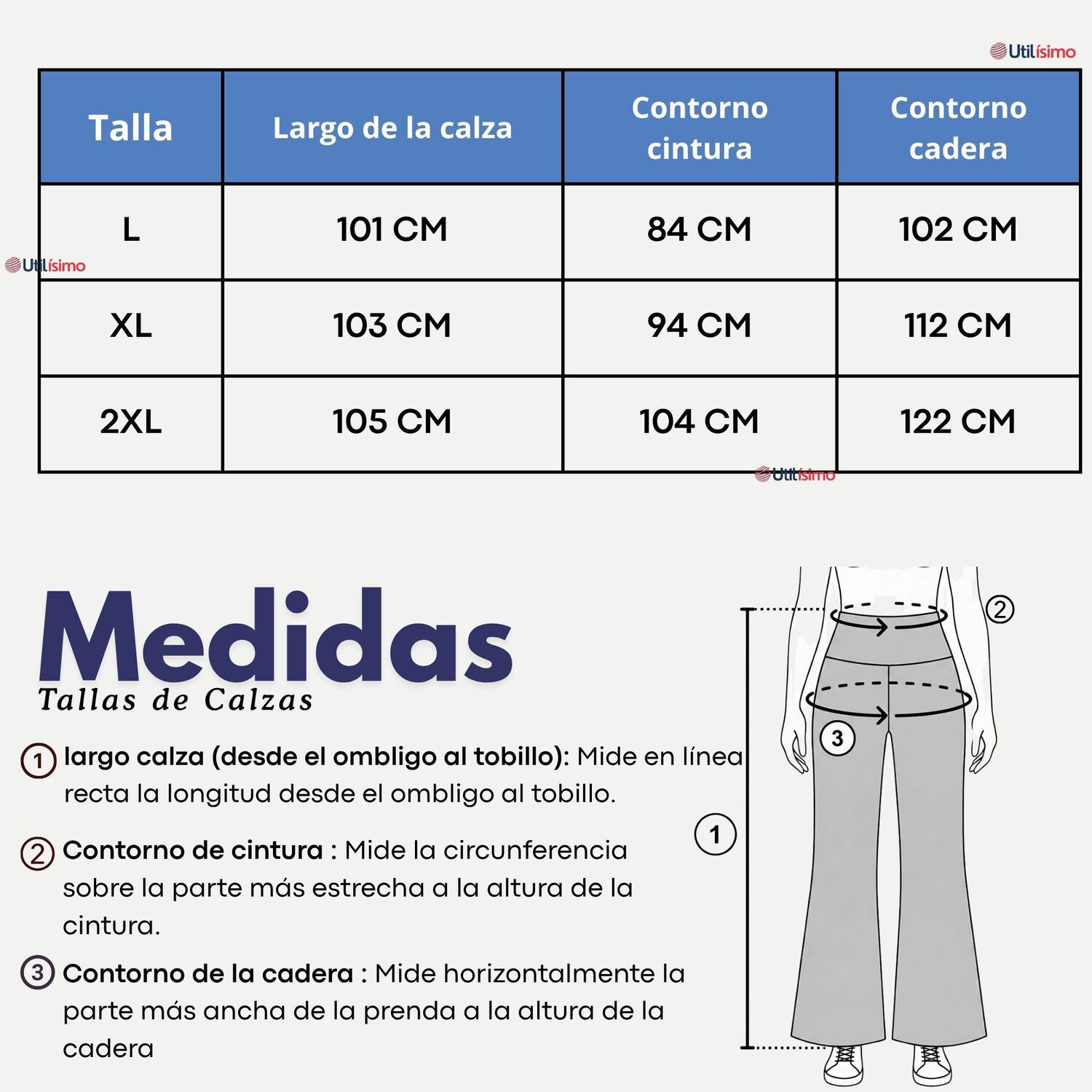Calza Pantal&oacute;n Polar Con Chiporro Palazzo Mujer Elasticada T&eacute;rmica Azul Jeans image number 3.0