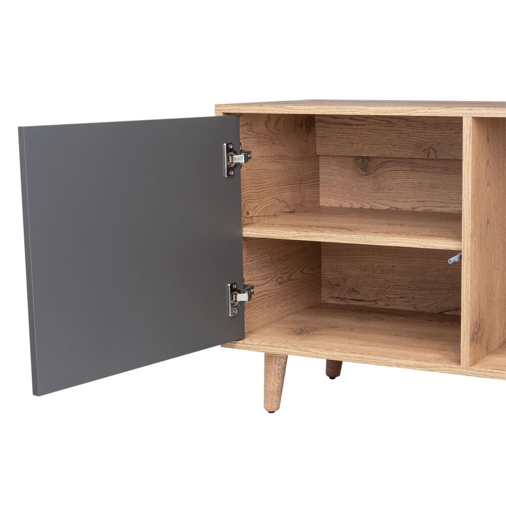 Mesa Para Tv 65" 58,4x158,4x38 Cm Café Claro Y Gris image number 5.0