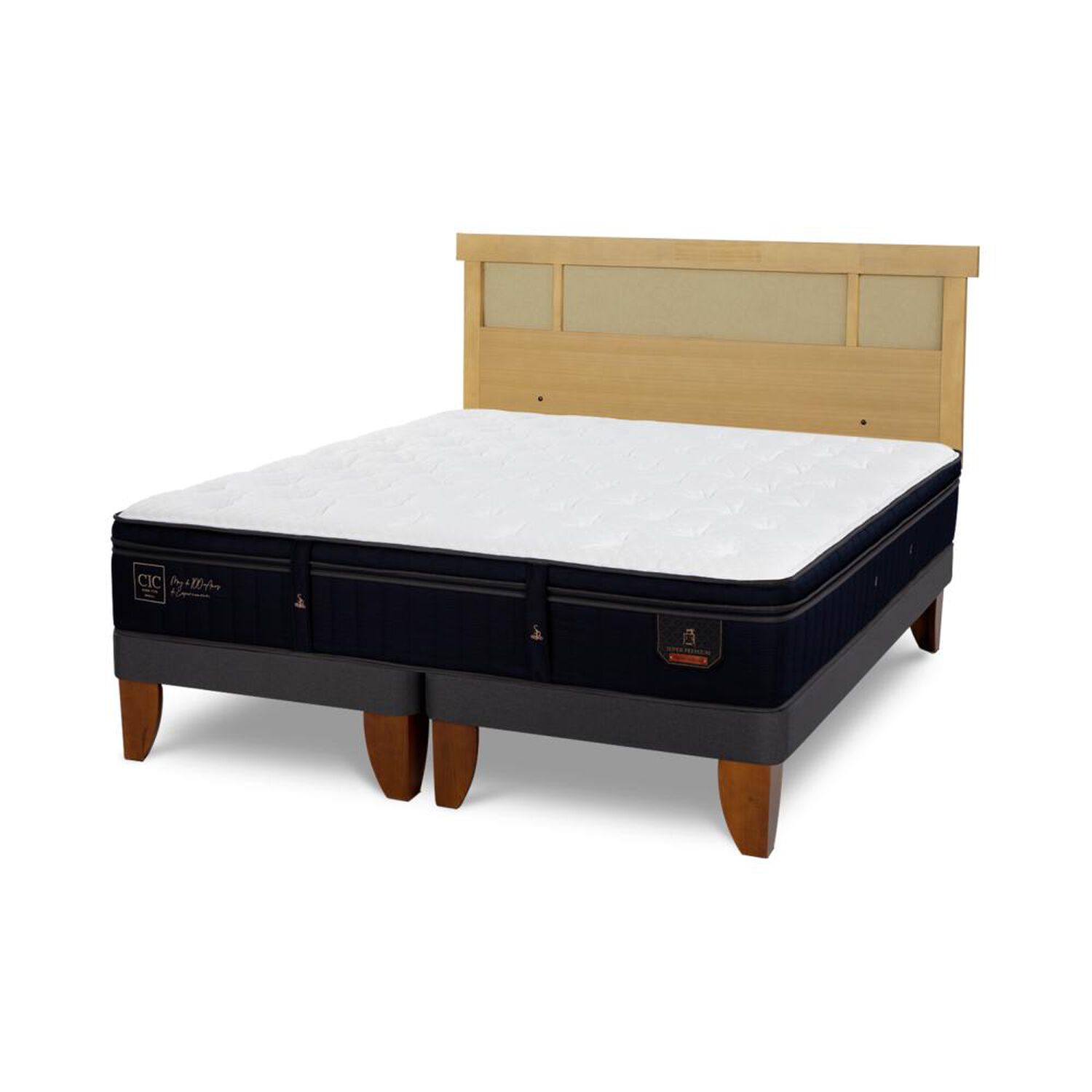 Cama Europea Cic Linea Premium / 2 Plazas / Base Dividida + Respaldo image number 3.0