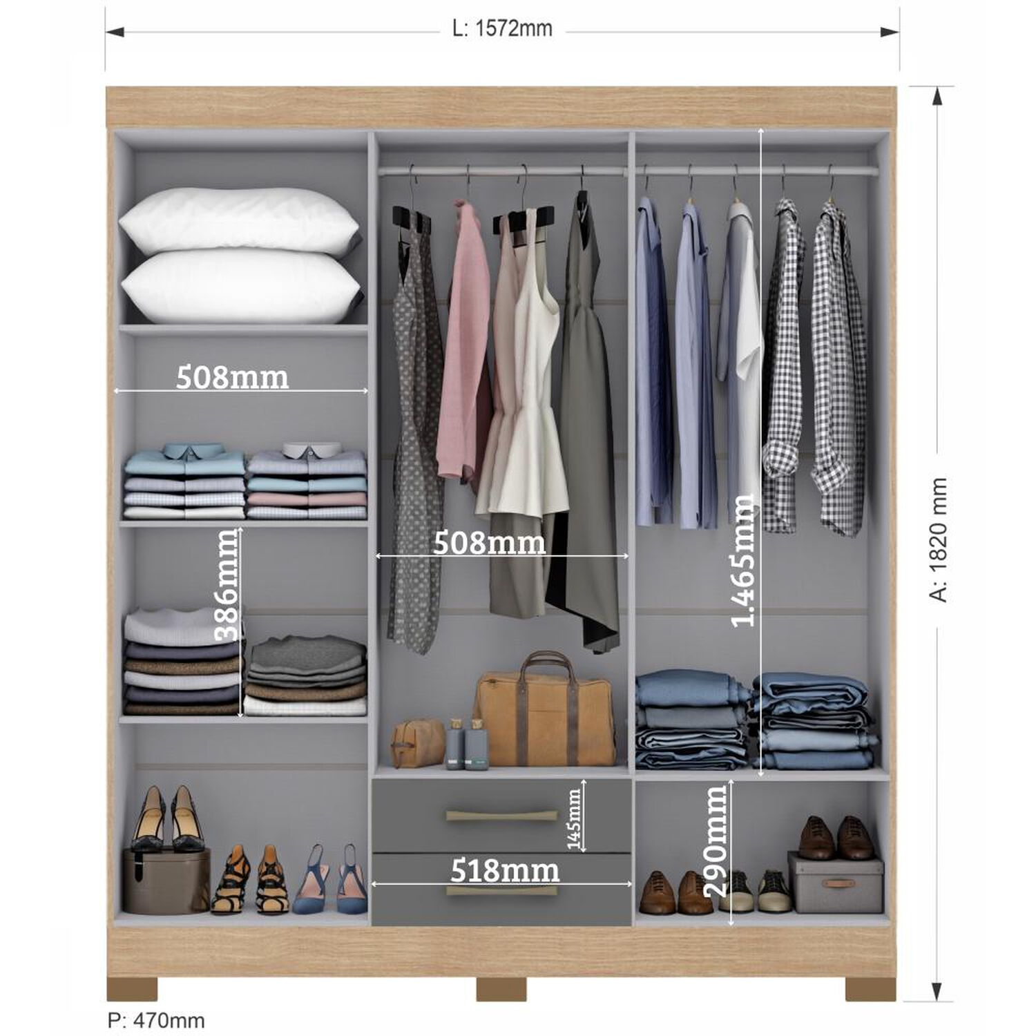 Cl&oacute;set Di Poretti Design Closet Escocia / 6 Puertas / 2 Cajones image number 3.0