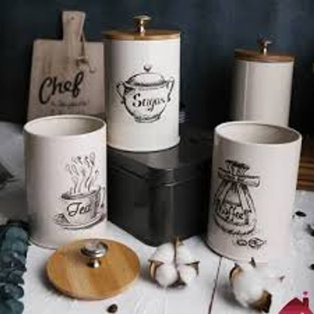 Set De 3 Canister De Cocina - Dise&ntilde;o Dibujo image number 2.0