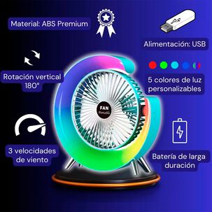 Ventilador Portátil De 3 Velocidades Con Luces Rgb