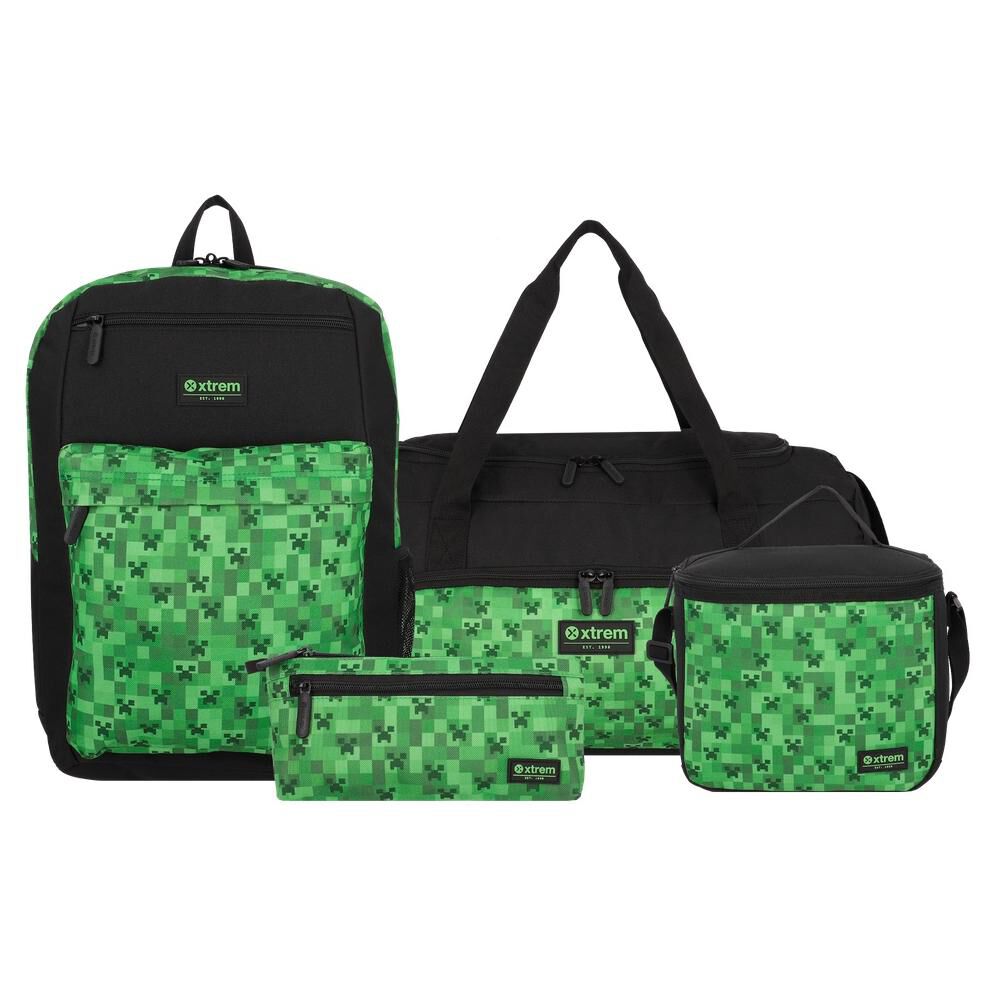 Megapack 6xt Mochila Ni&ntilde;o Xtrem Pixels Verde image number 0.0