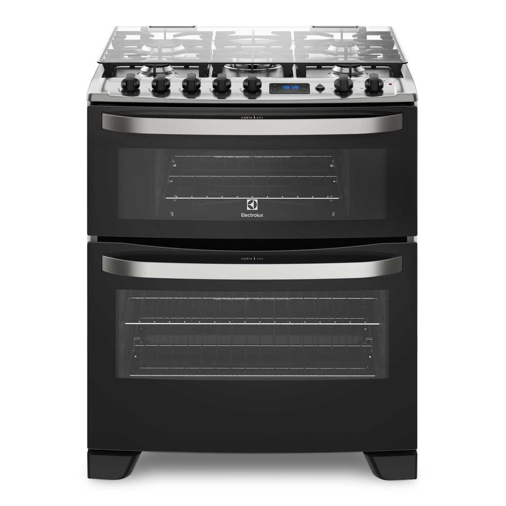 Cocina A Gas 5 Platos Doble Horno Timer Digital 76dba Negra image number 0.0