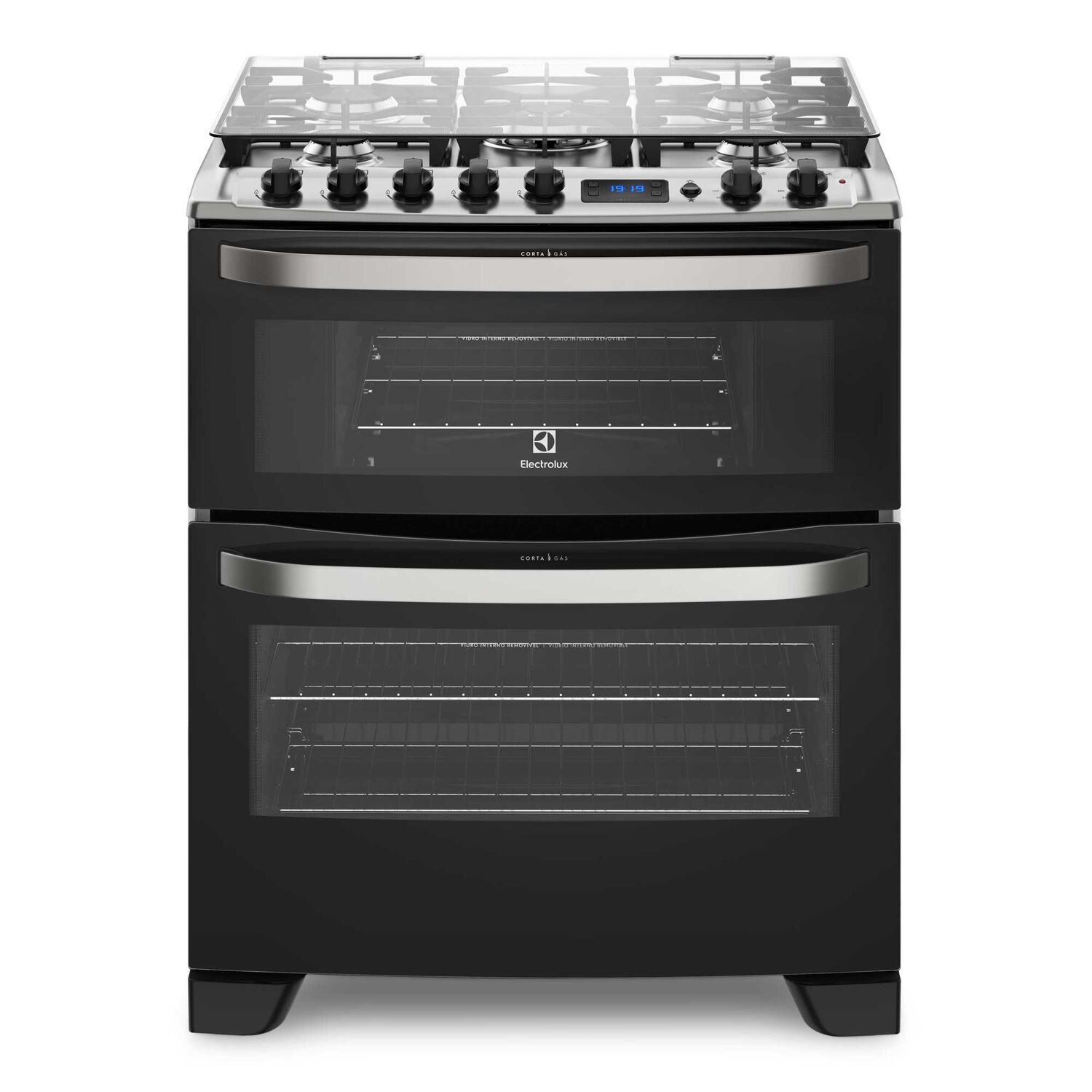 Cocina A Gas 5 Platos Doble Horno Timer Digital 76dba Negra image number 0.0