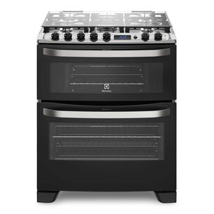 Cocina A Gas 5 Platos Doble Horno Timer Digital 76dba Negra