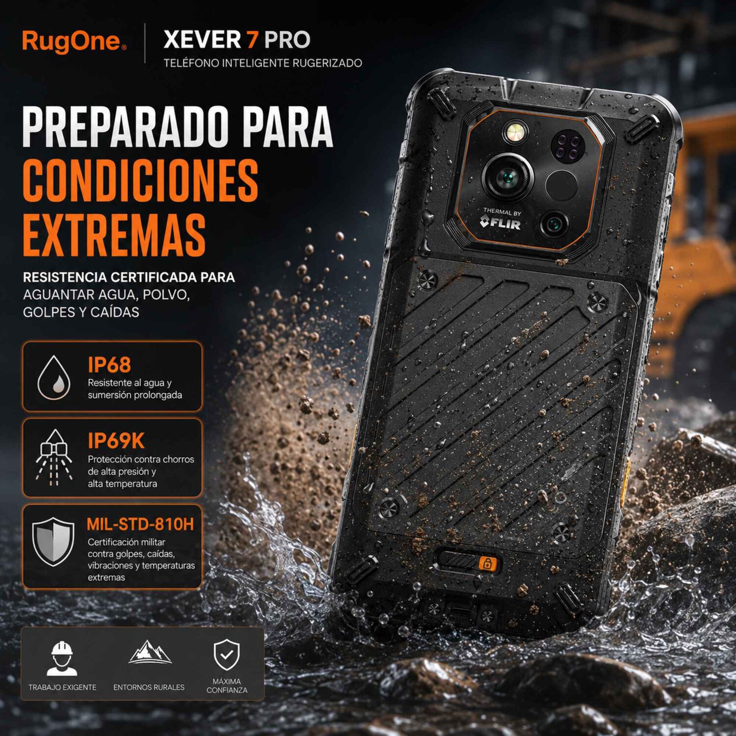 Celular Rugged Rugone Xever 7 Pro 5g T&eacute;rmica Flir 512gb 16gb image number 2.0