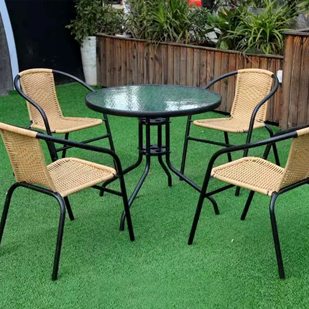 Pack 4 Silla De Terraza Rat&aacute;n Sint&eacute;tico Y Acero Beige image number 5.0