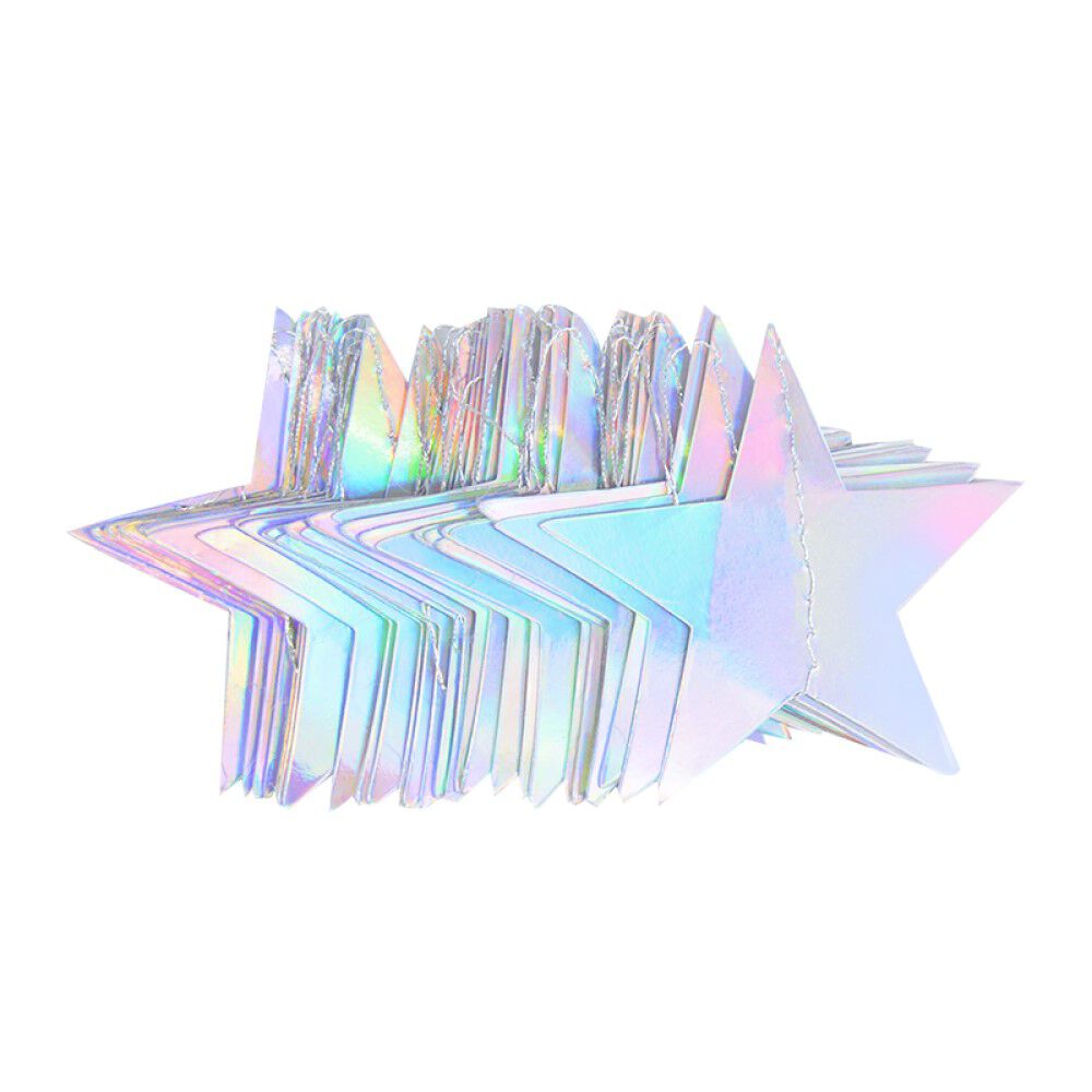 Guirnaldas De Papel Estrellas Espejo Oro Plata Rosa 4 Metros image number 4.0