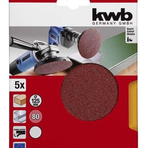 Disco Lija Con Velcro Grano 80, 125mm / Rojo Oscuro