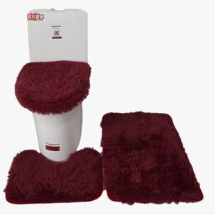Set Alfombras De Ba&ntilde;o 3 Piezas Burdeo