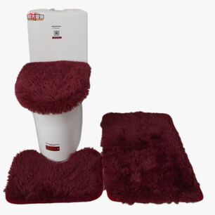 Set Alfombras De Ba&ntilde;o 3 Piezas Burdeo