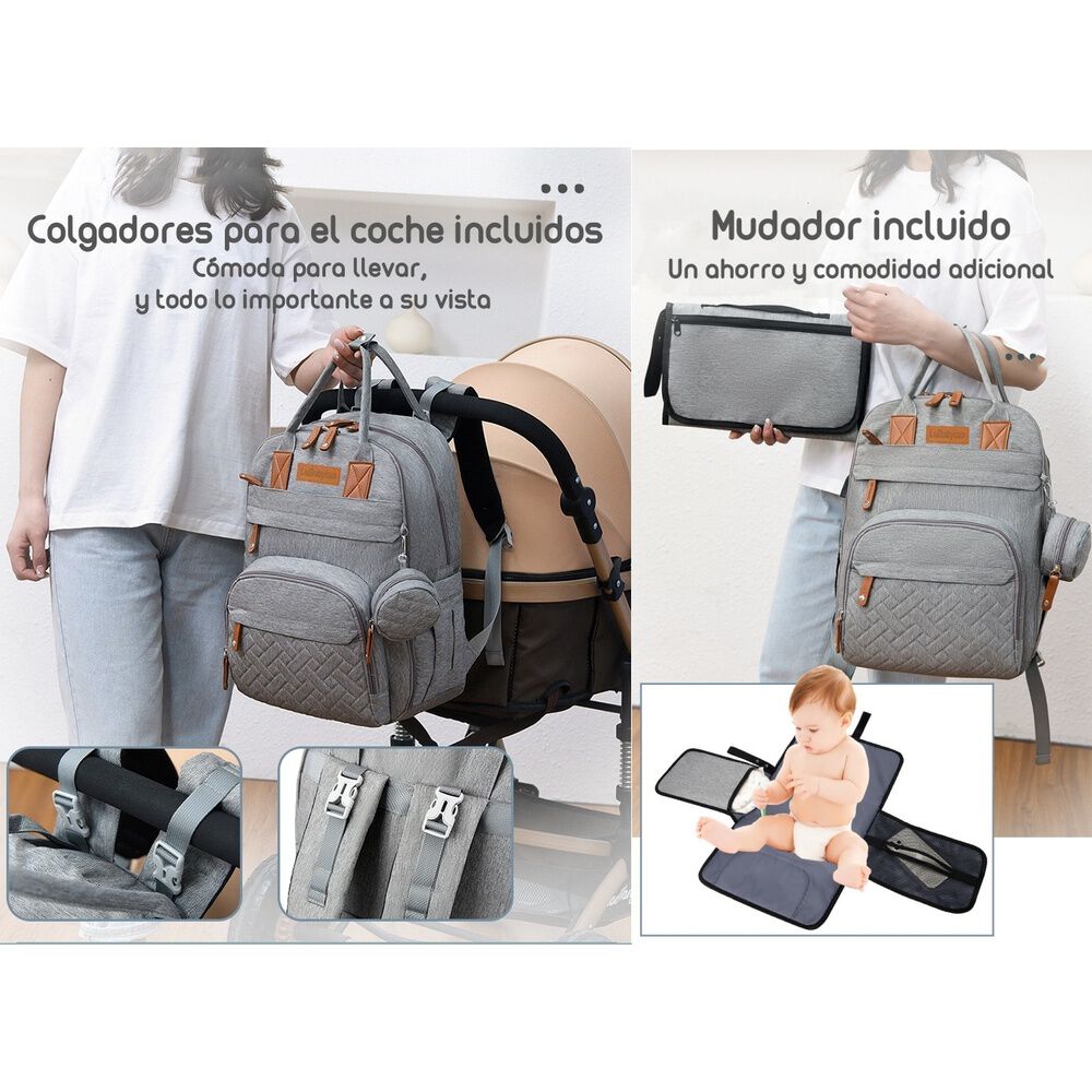 Mochila Maternal Con Monedero Y Colgador Lubabycas Rosada image number 14.0