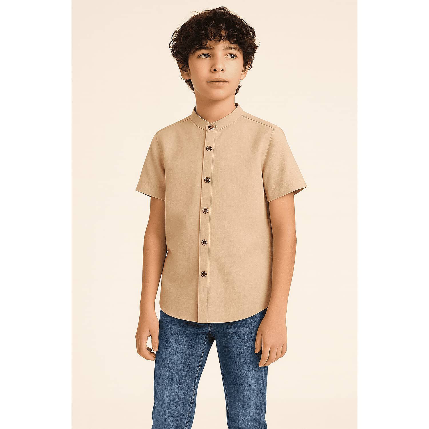 Camisa Ni&ntilde;o Lino Manga Corta Fresca Y Elegante image number 2.0