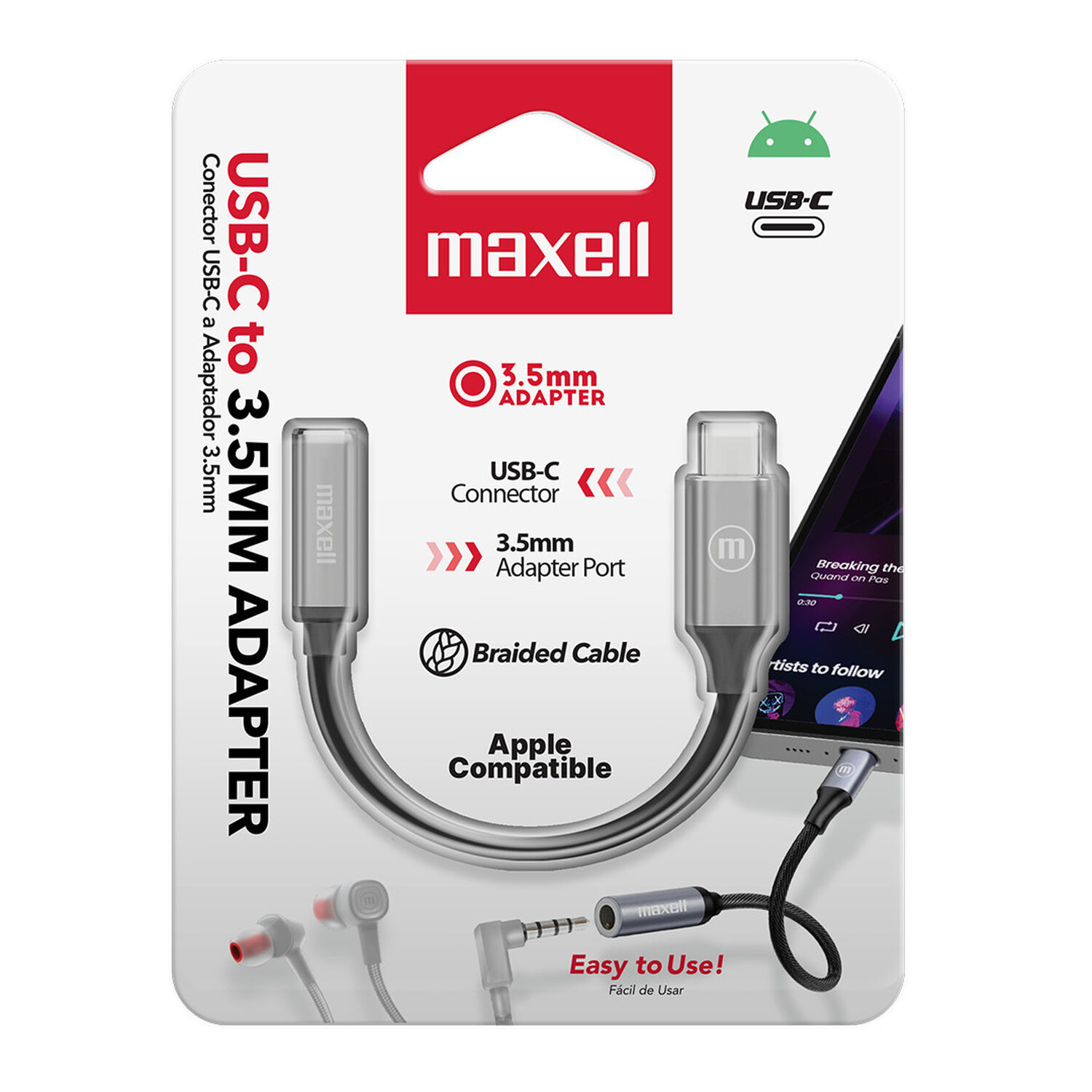 Adaptador Maxell Usb-c A 3.5mm Cable Trenzado image number 2.0
