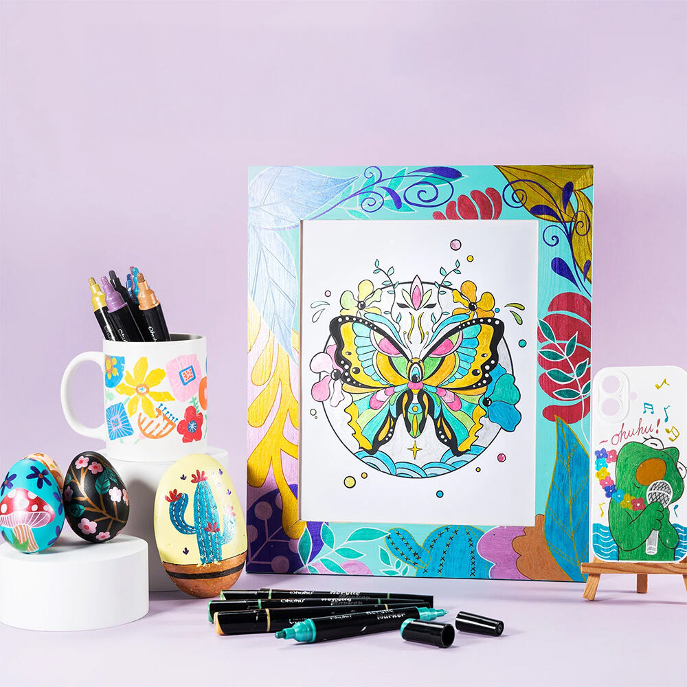 Ohuhu 90 Marcadores Acrílicos Punta Fina Y Redonda image number 5.0