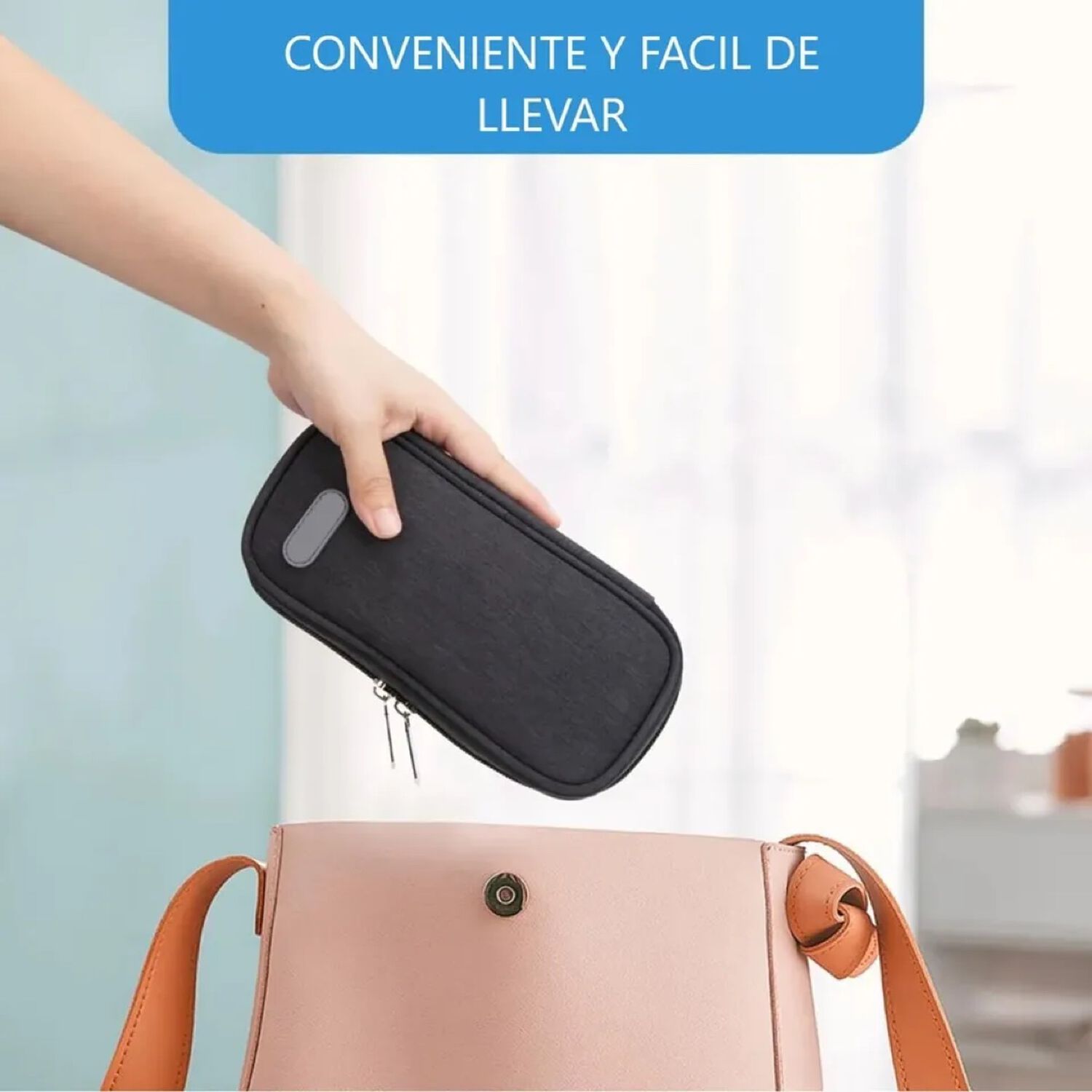 Bolso Estuche Cooler Porta Insulina Para Viaje Refrigerante Tela Negro image number 5.0