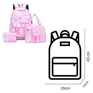 Pack Mochila Lonchera Estuche 43cm Juvenil Escolar Gradient Lilac