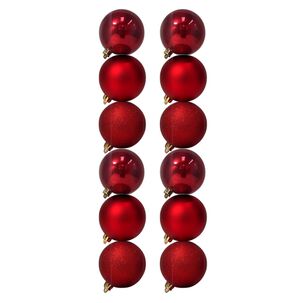 12 Bambalinas Navideñas Esferas 4cm Rojas Adorno Decoración
