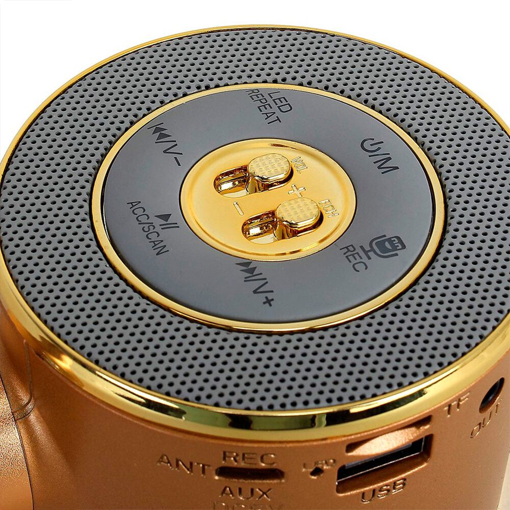 Micr&oacute;fono Port&aacute;til Altavoz Bluetooth Para Smartphones Dorado image number 3.0