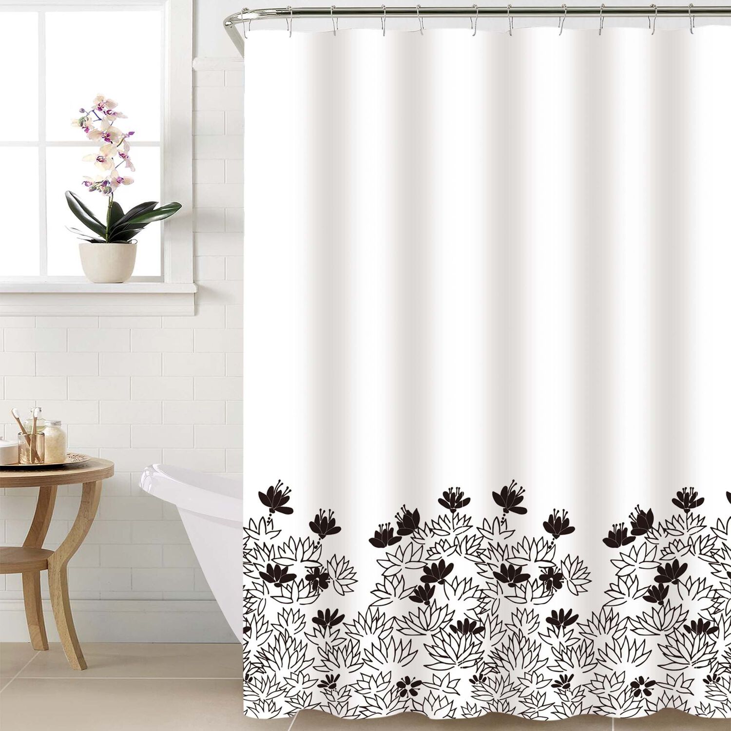 Cortina De Ba&ntilde;o 180x180 Impermeable + 12 Ganchos Santos image number 1.0