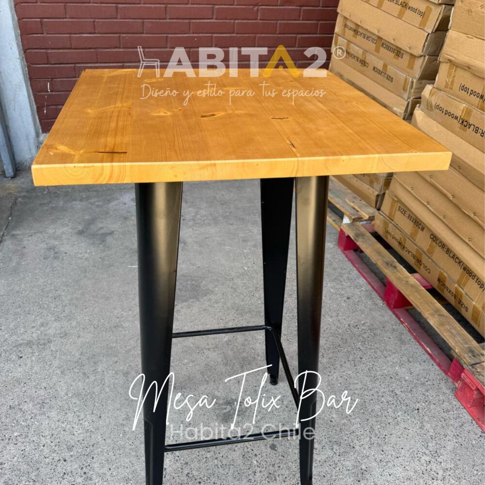 Mesa Bar Tolix Wood 60x60cm image number 2.0