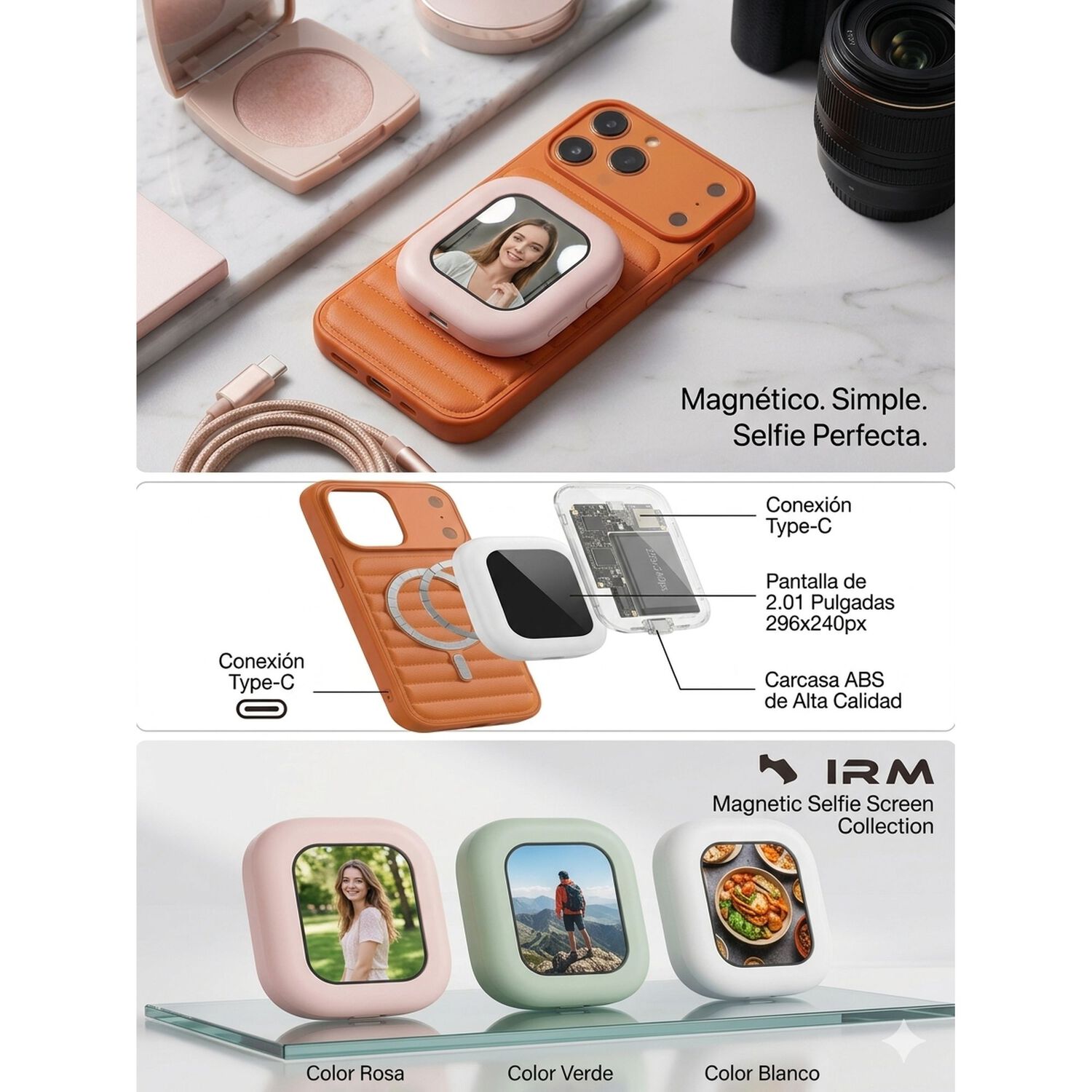 Pantalla Selfie Magn&eacute;tica Para Celular 2.0 Recargable Usb-c image number 0.0