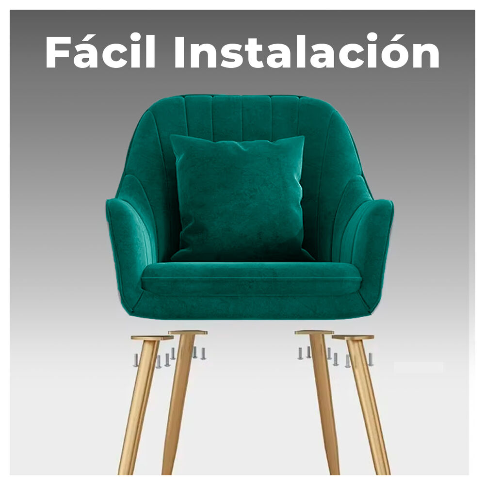 Butaca Poltrona Sof&iacute; De Terciopelo Con Patas De Metal image number 3.0