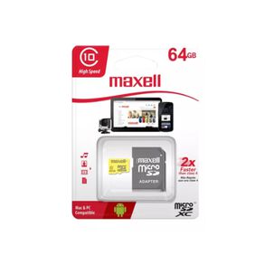 Tarjeta De Memoria Microsd 64gb Maxell Clase 10 + Adaptador