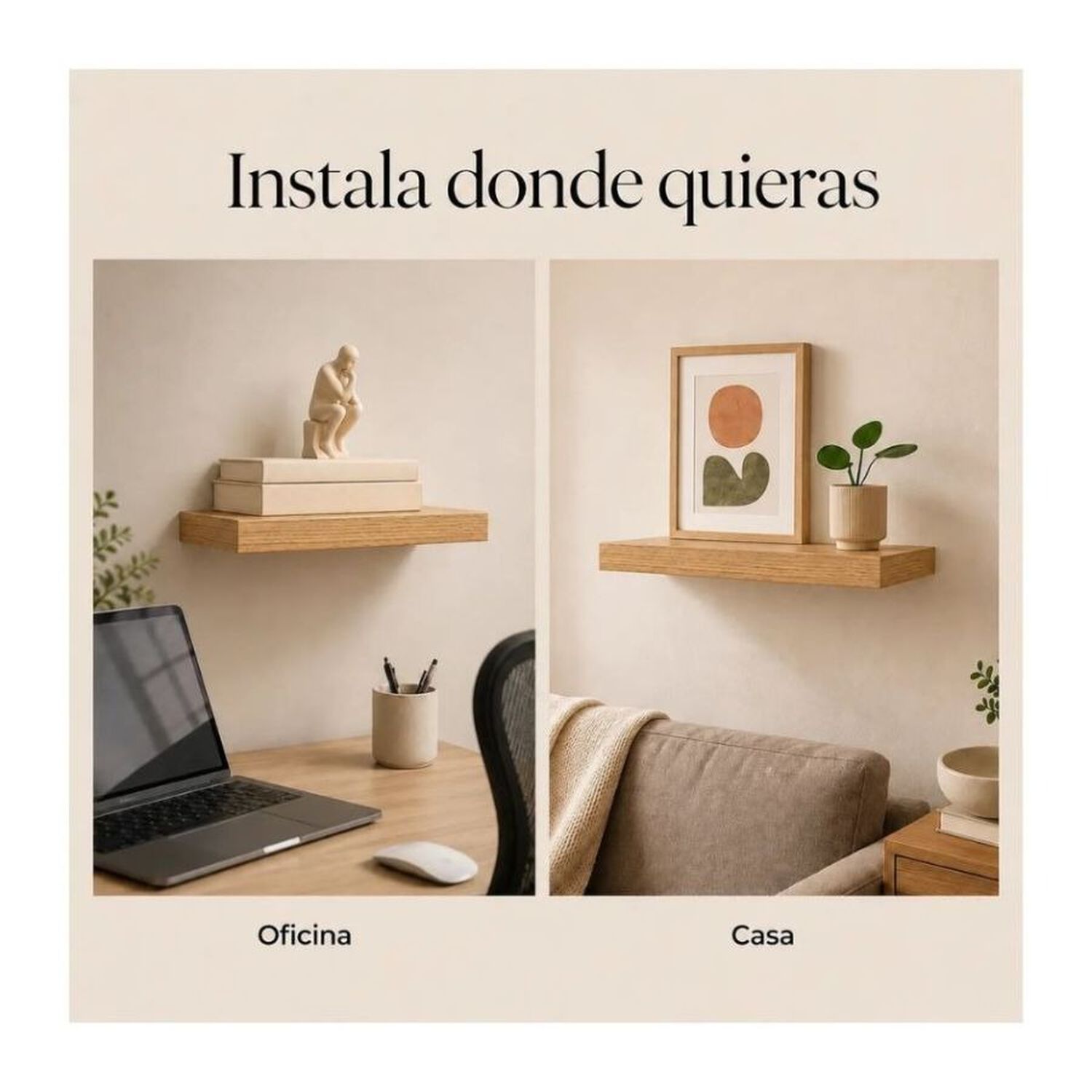 Repisas Flotantes Madera Rustica Estante Organizador Pared 60cm image number 1.0