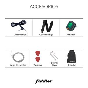 Bajo El&eacute;ctrico Azul Fiddler + Amplificador 20 W