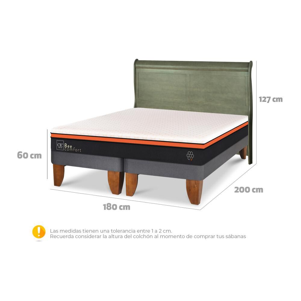 Cama Europea Cic Beecomfort / King / Base Dividida + Respaldo image number 6.0