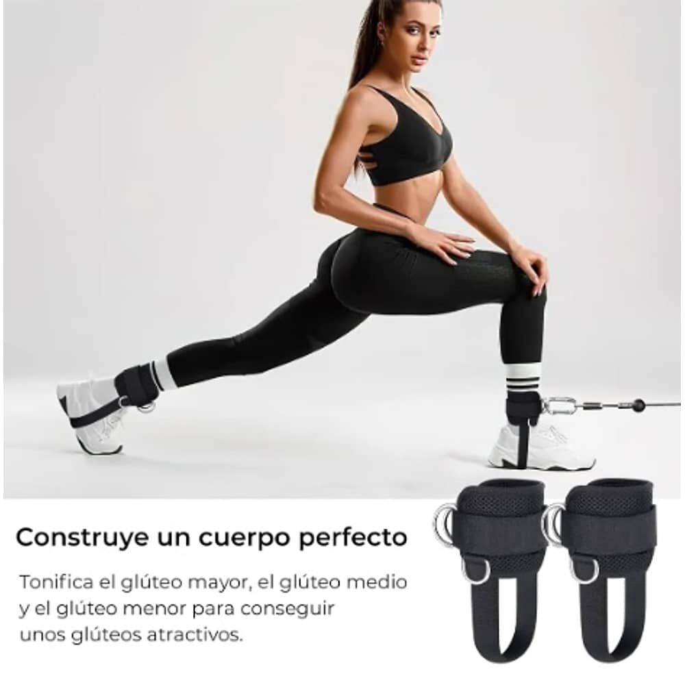 Pared Negra Tobilleras Para Polea Gym Gl&uacute;teos Banda Tensi&oacute;n image number 1.0