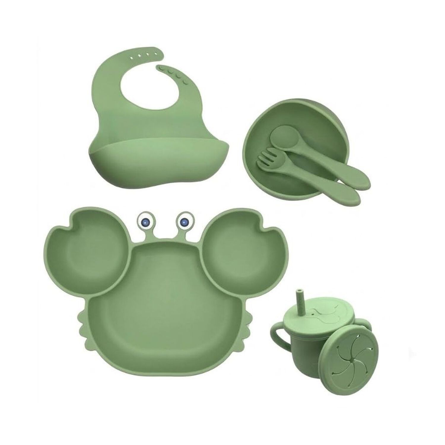 Set Alimentacion Bebe Silicona Plato Cangrejo image number 0.0
