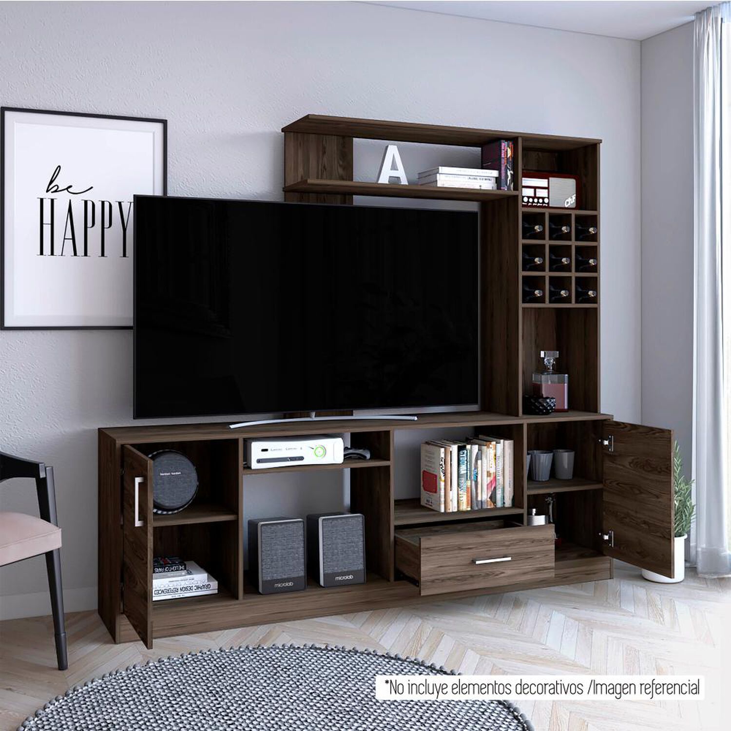 Estante Tv 60" Con Bar Kava Beijing - Rovere Tuhome image number 3.0