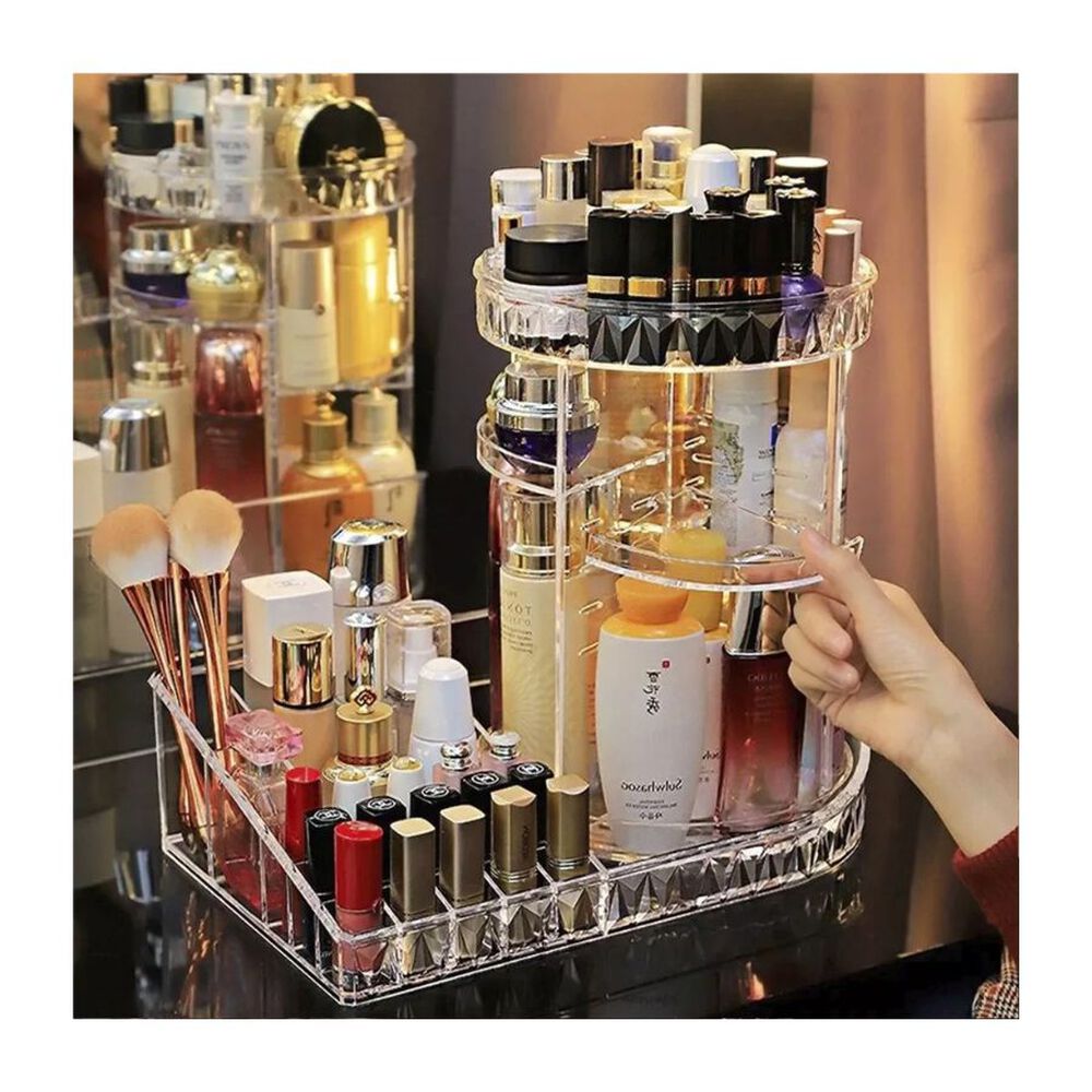 Organizador Acrilico Maquillaje Cosmeticos Giratorio 2 En 1 image number 1.0