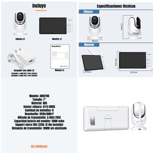 C&aacute;mara Monitor Inteligente Premium 7&Prime;1080p Abm780 Lubabycas