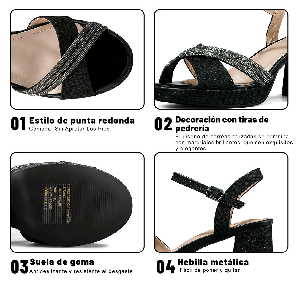 Sandalia Taco De Moda Con Pedrería Mujer Weide You536 image number 7.0