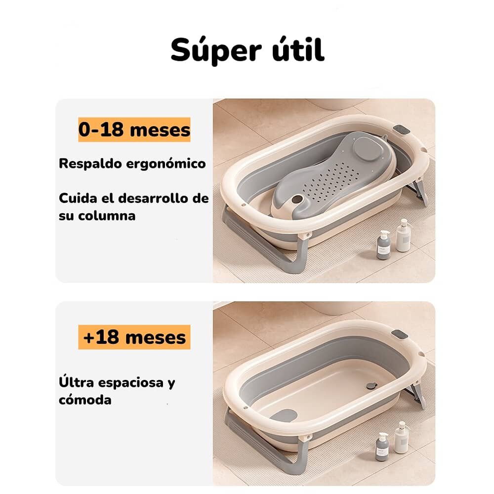 Ba&ntilde;era Con Respaldo De Ducha Comfort Gris Lubabycas image number 3.0