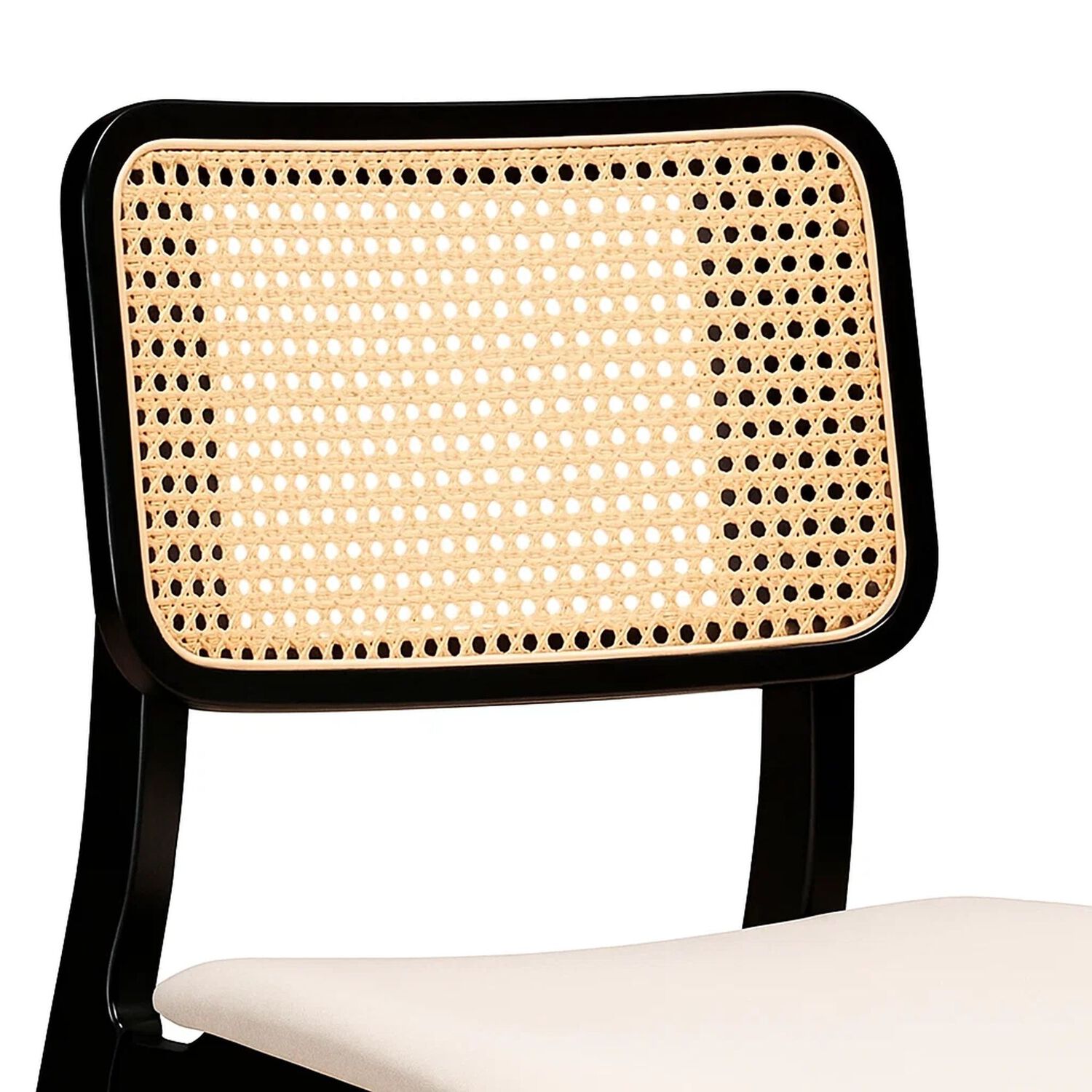 Silla De Comedor Con Respaldo De Rat&aacute;n Y Asiento Tapizado - Beige image number 5.0
