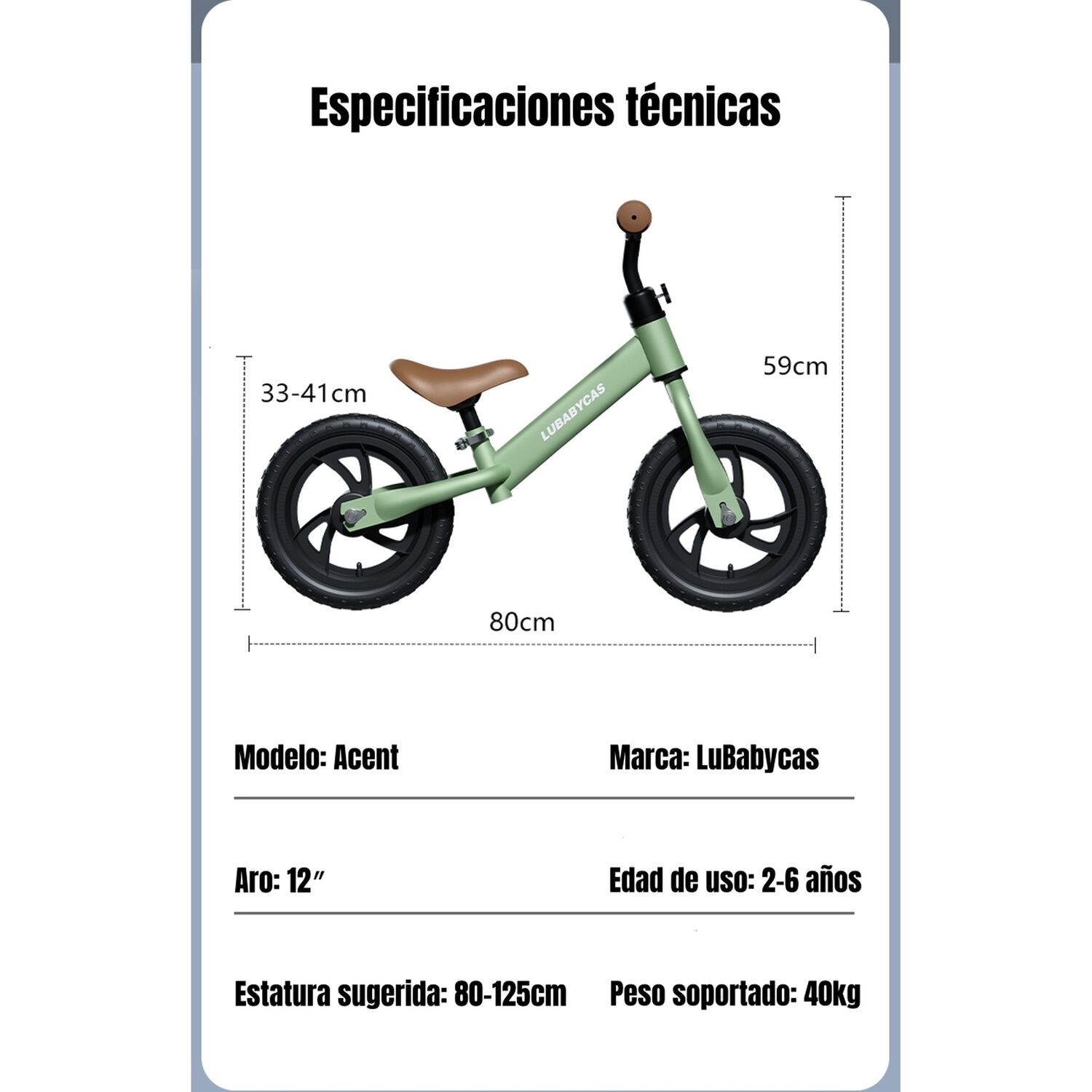 Bicicleta De Equilibrio 2-6 A&ntilde;os Aro 12 Acent Lubabycas image number 4.0