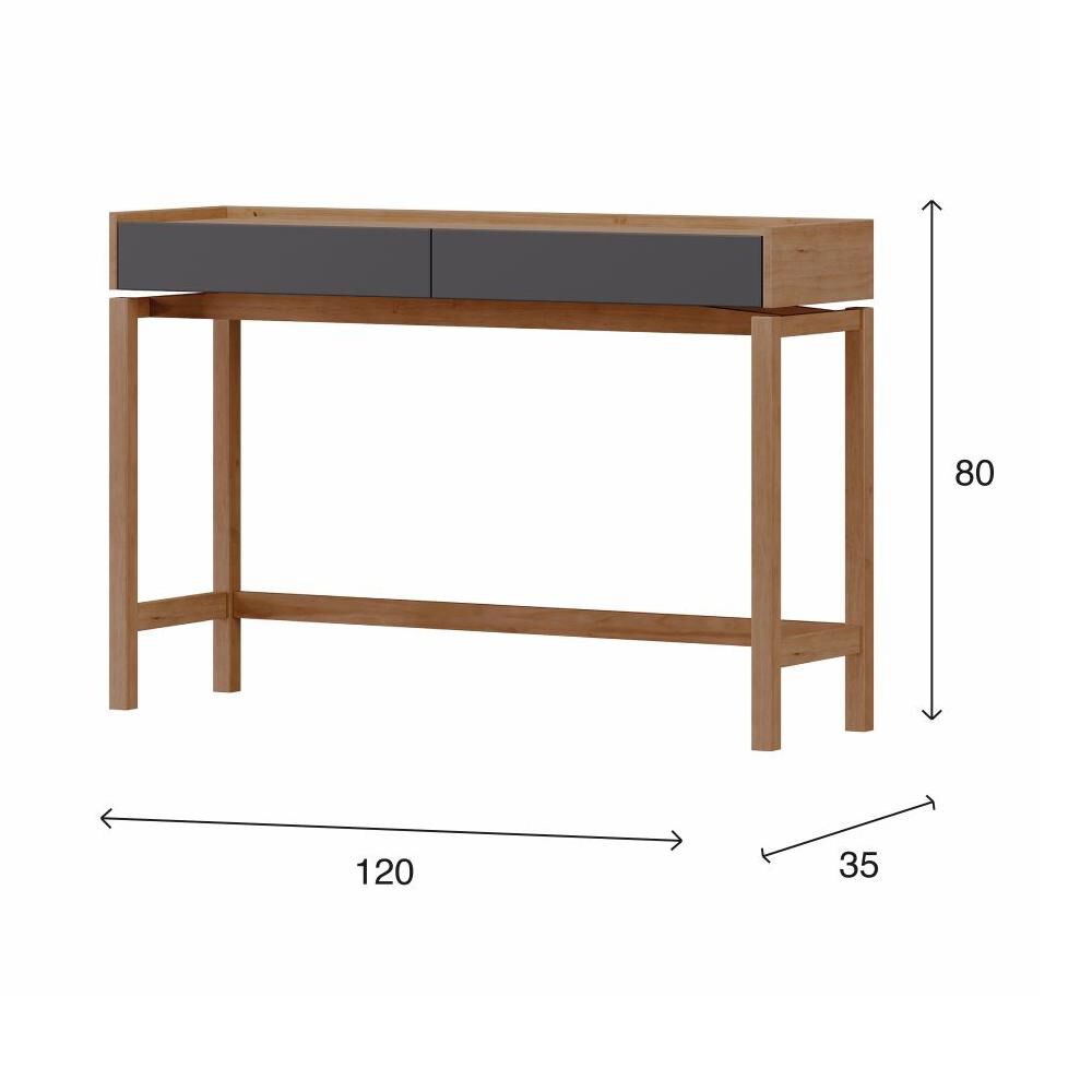 Mesa De Arrimo Roca Barcelona 2 Cajones Grafito-roble image number 7.0