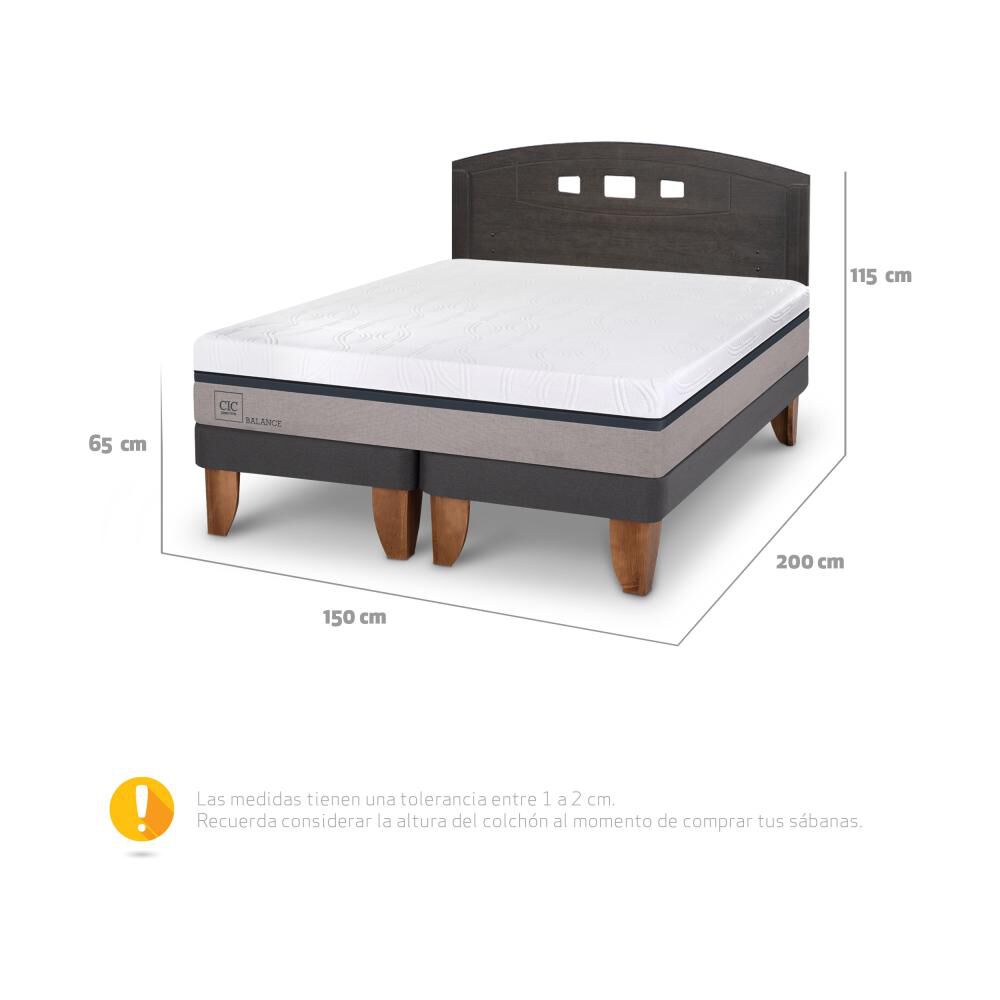 Cama Europea Cic Balance / 2 Plazas / Base Dividida + Respaldo image number 3.0