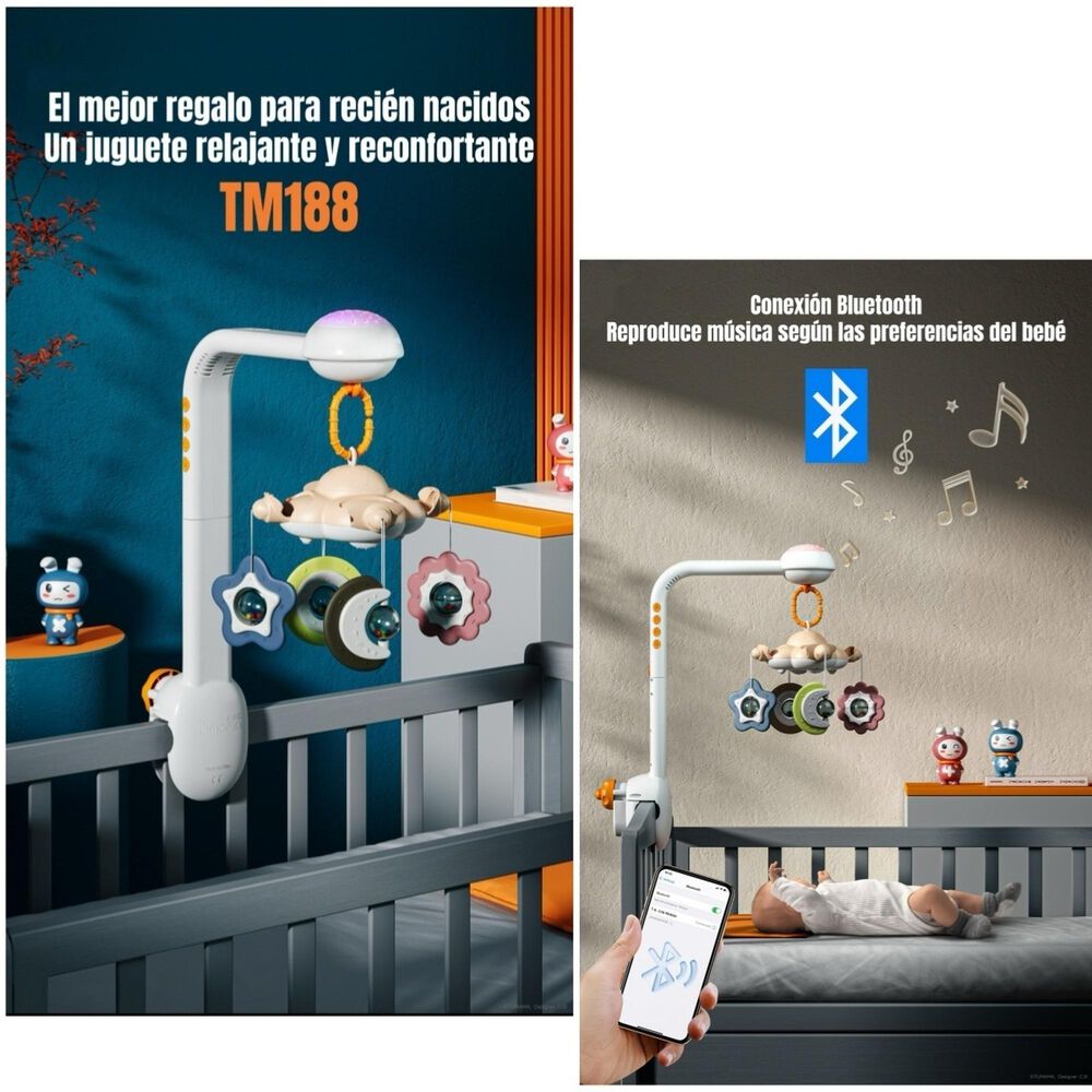 M&oacute;vil Proyector Luz Bluetooth Giratorio Tm188 Lubabycas image number 7.0