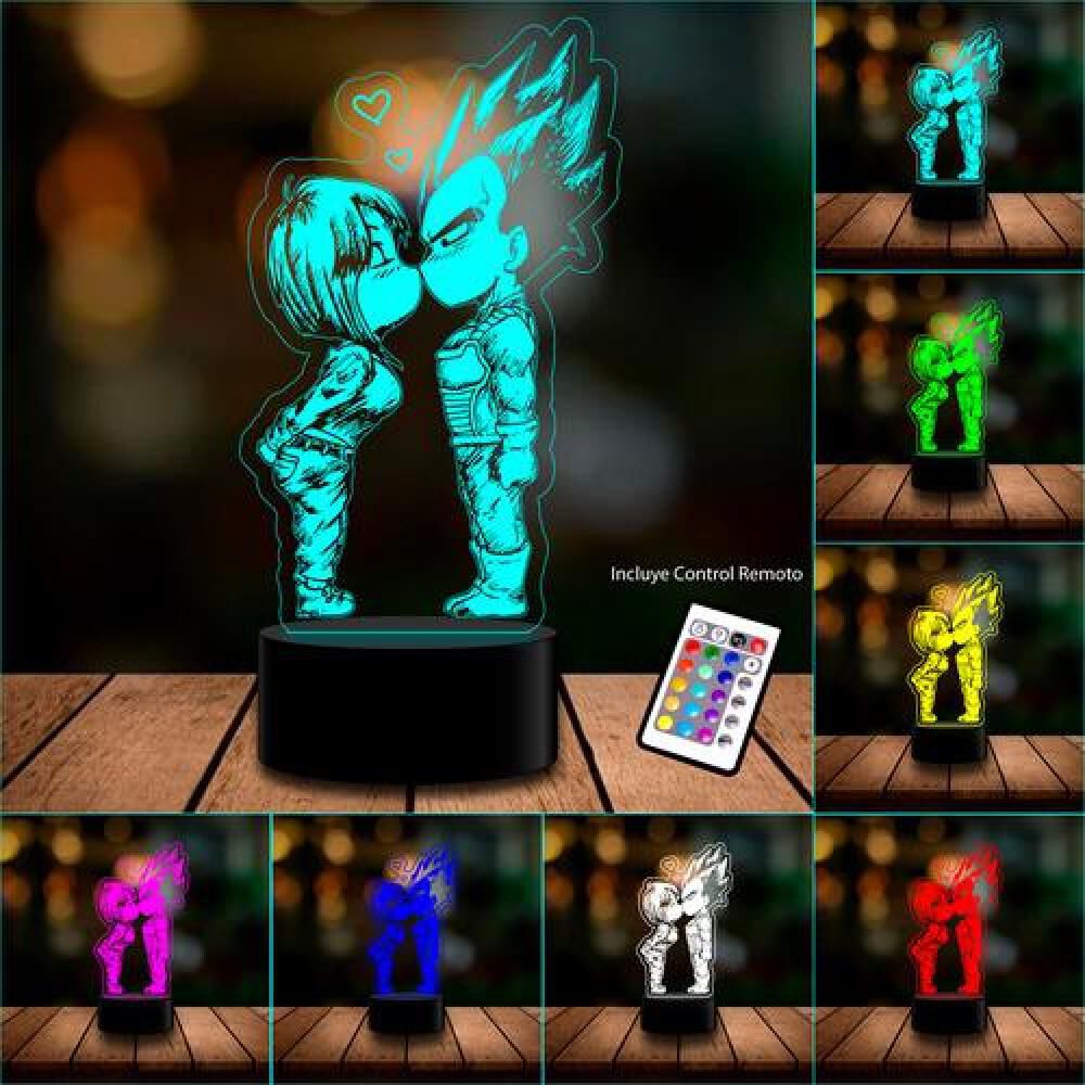 Lámpara 3d Vegeta & Bulma Love Kiss Colores Dragon Ball image number 2.0