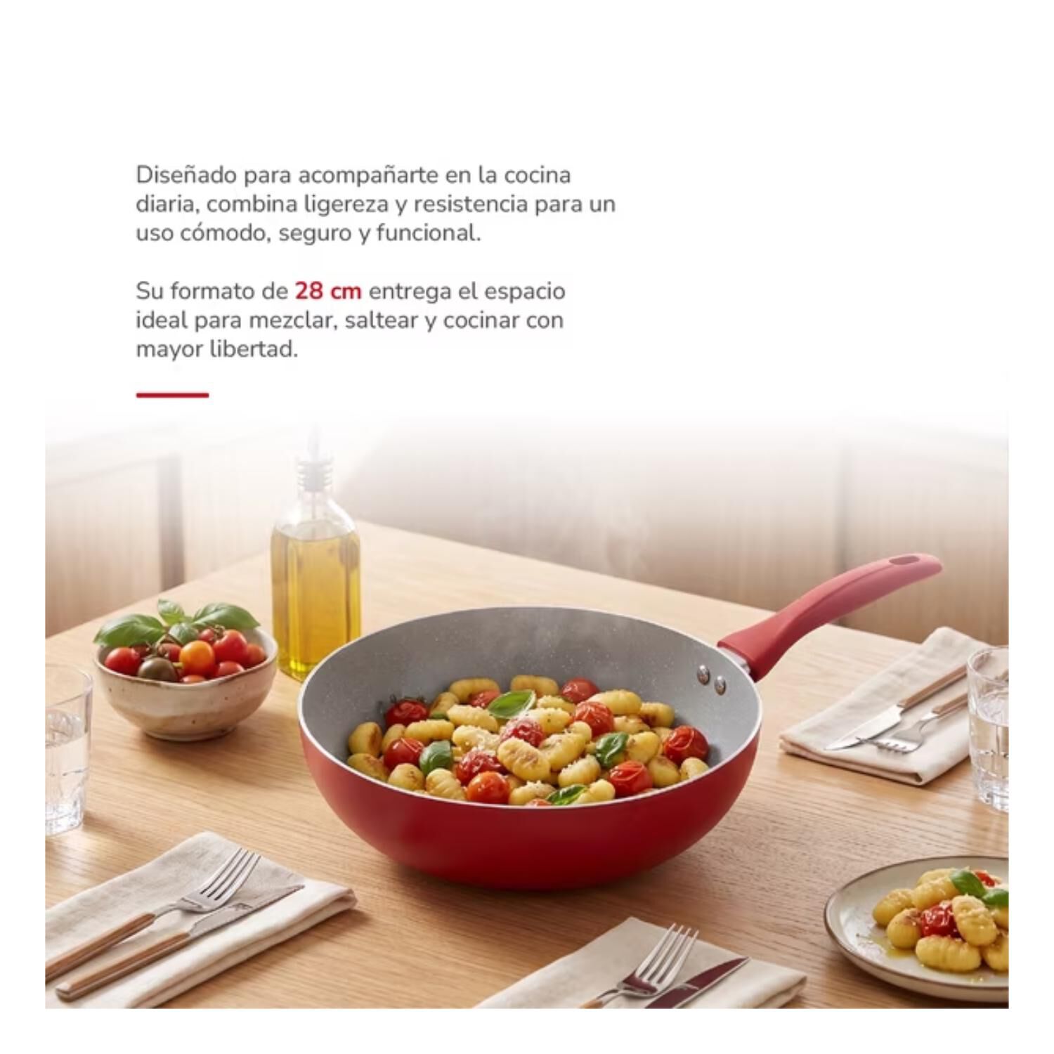 Sarten Wok Chef 28cm Aluminio Prensado Th-mwk28r Thomas image number 2.0